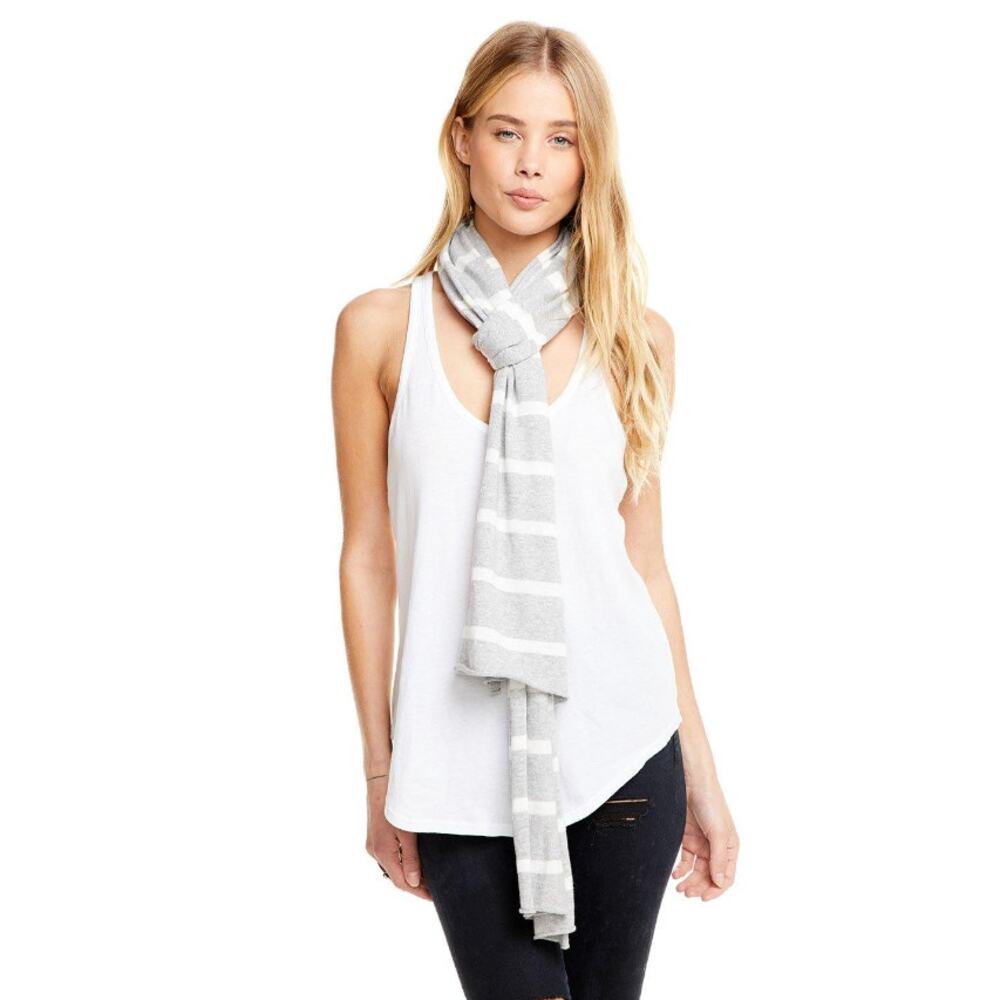 Chaser Light Gray Striped Lightweight Sweater‎ Scarf
